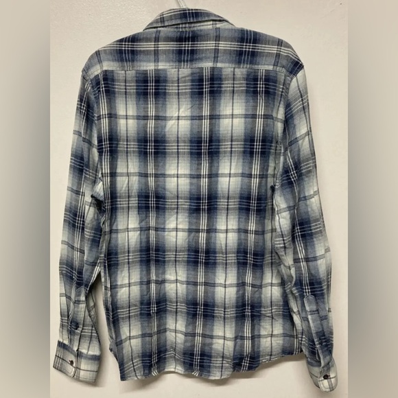 Flag & Anthem Mens Plaid Shirt Button Up Large Adult Blue Navy White NWT - Picture 2 of 13